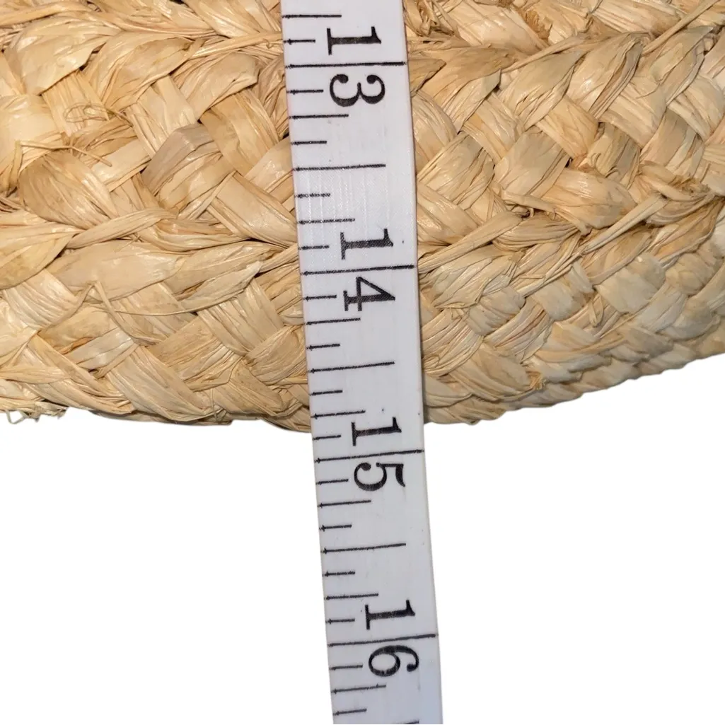 Vintage Tan Straw Hat Multicolor Band straw bow cottagecore gardening sun hat - Image 12