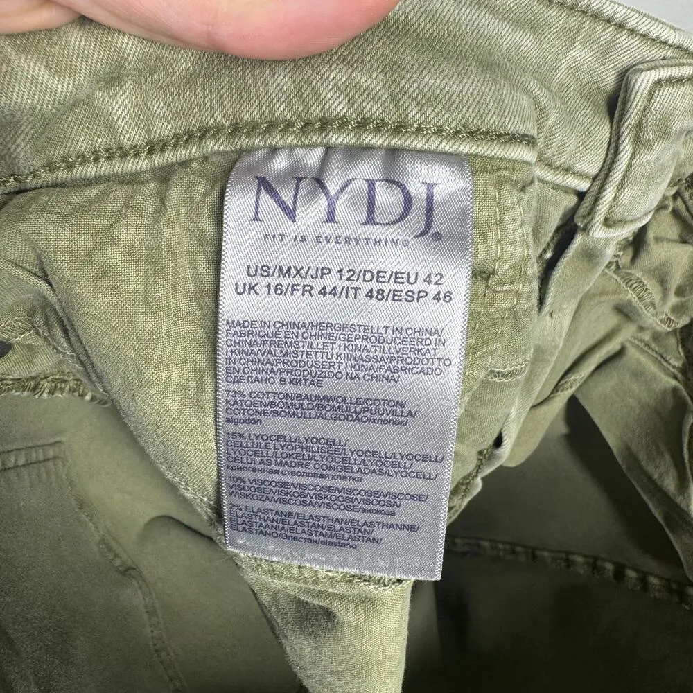 Not Your Daughters Jeans Women 12 Green Marisol Moss Lift & Tuck Tech Wide Leg - Image 10