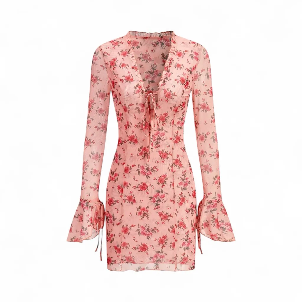 Commense Floral Printed Long Sleeve Dress - Image 2
