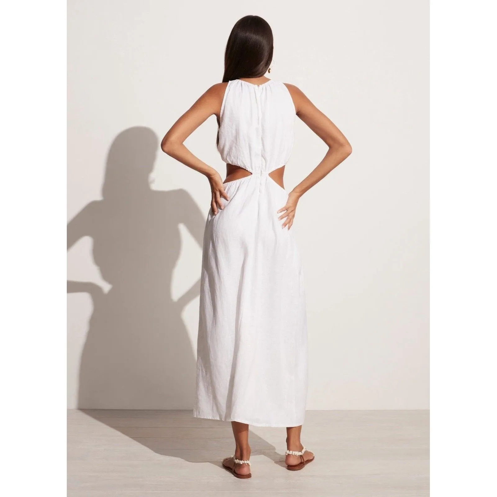 Faithfull The Brand Zeta Cutout Sleeveless Linen Maxi Dress White M - Image 2