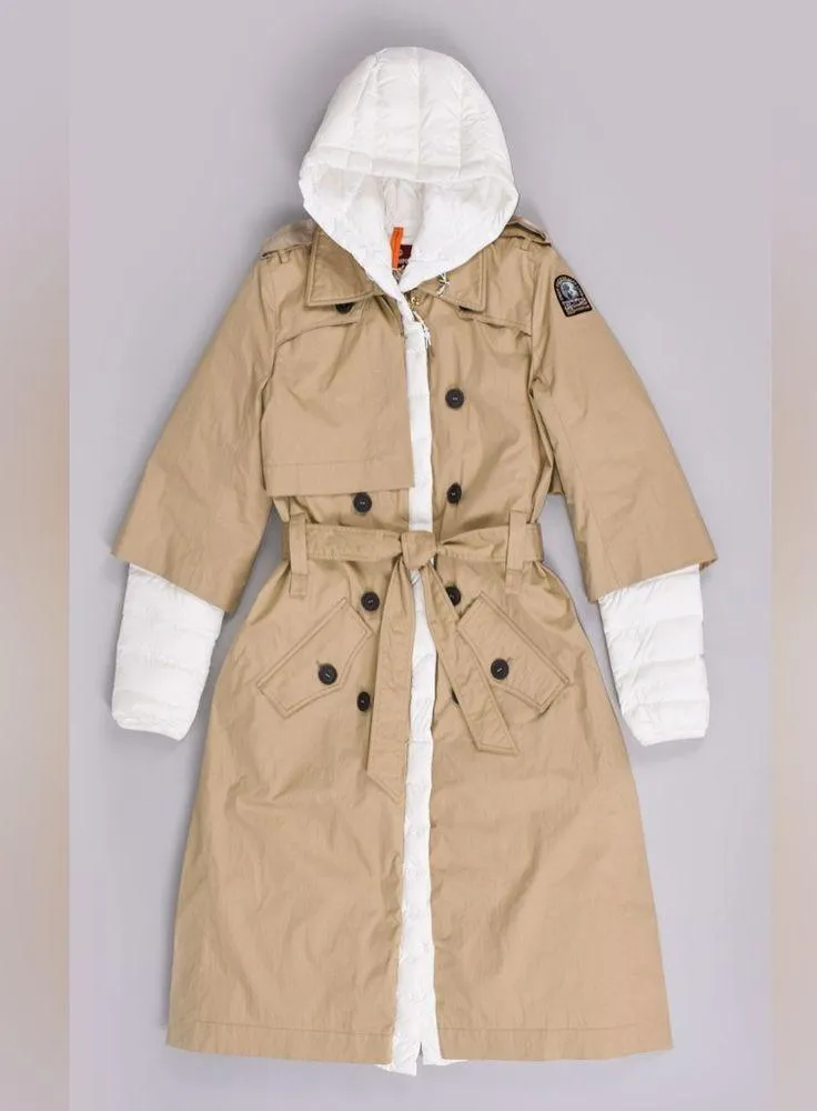 PARAJUMPERSRonney Mixed Media Water Repellent 700Fill PowerDownTrenchCoat,$1,098 White Size M - Image 7