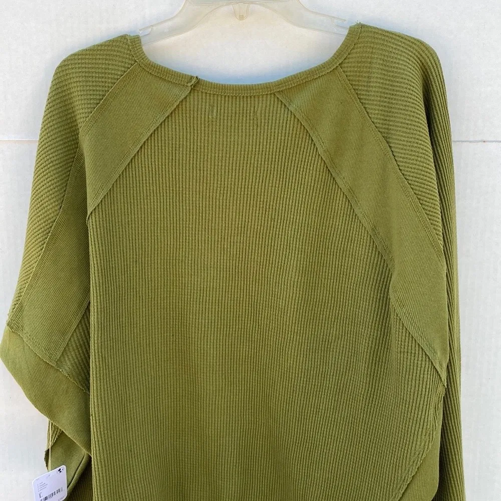 NWT Free People Womens large ferngully green oversized Santa Clara thermal top - Image 9