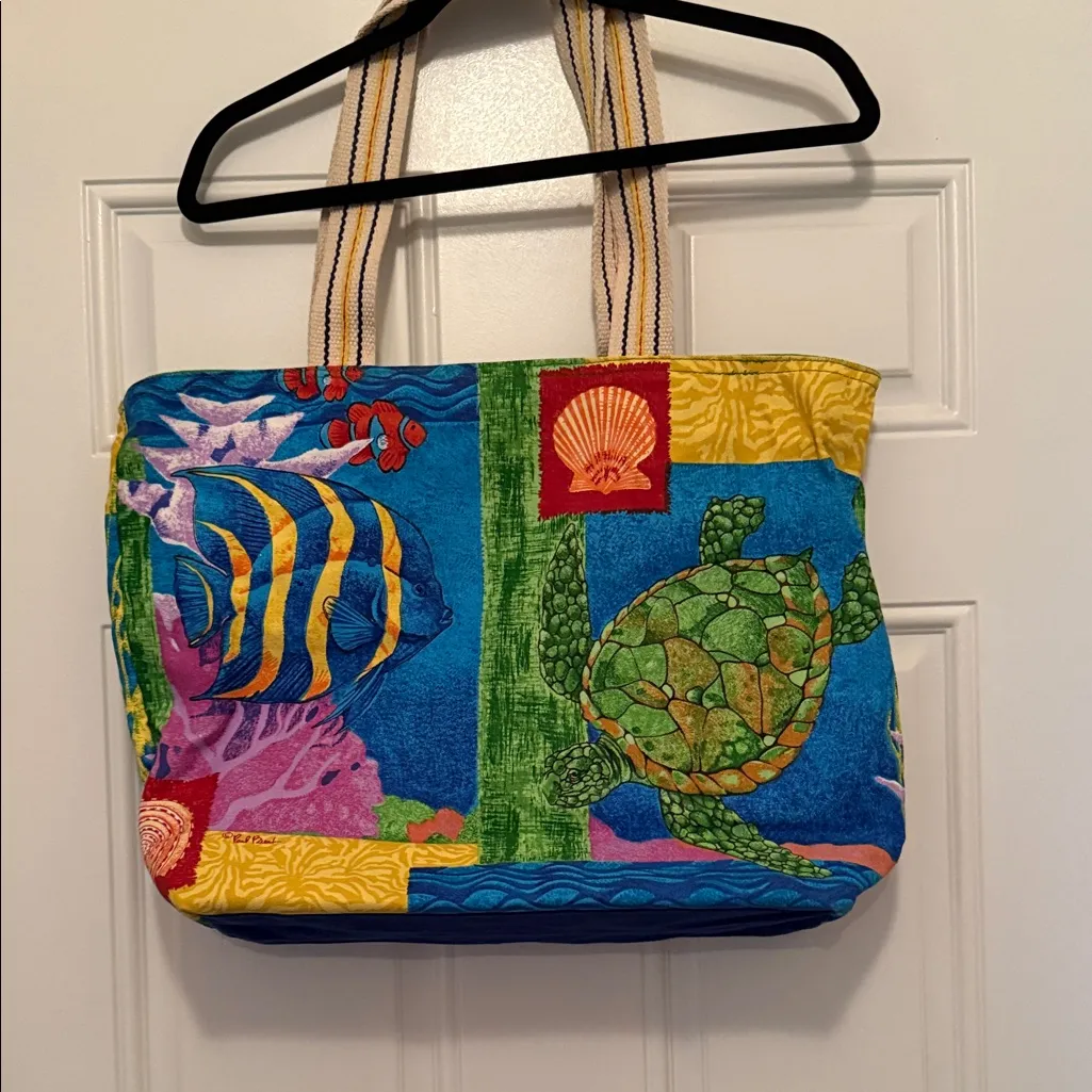 Colorful Sea Life Tote Bag Blue - Image 3