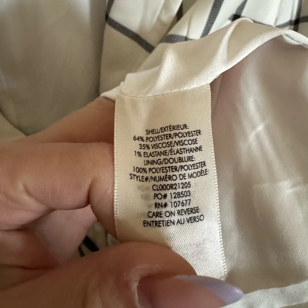 Alice and Olivia Breann Padded Shoulder Blazer Sz 12 Window‎ Pane Plaid White - Image 9