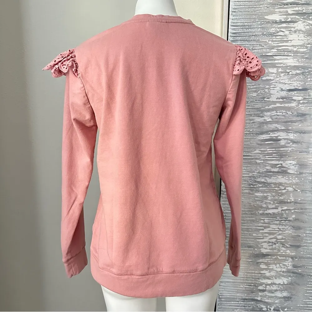 Bobeau Women’s Eyelet Ruffle Sweatshirt Size S - Image 6