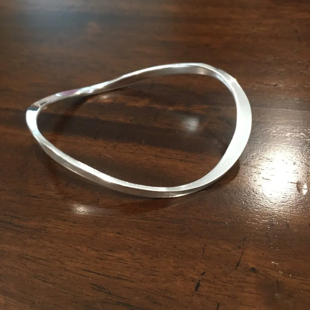 Wavy Sterling Silver Bangle Bracelet - Image 7