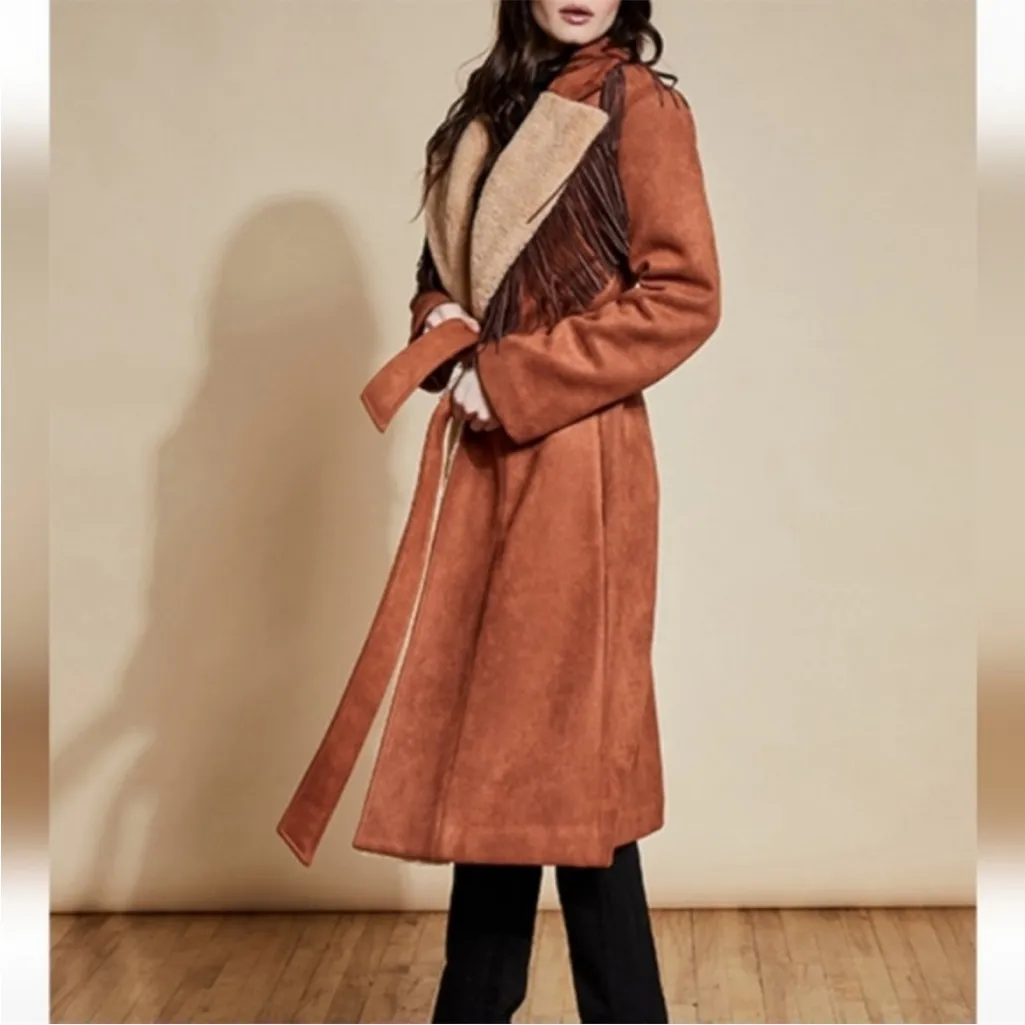 Anthropologie Hutch Daisy Suede Fringed Coat - Image 2