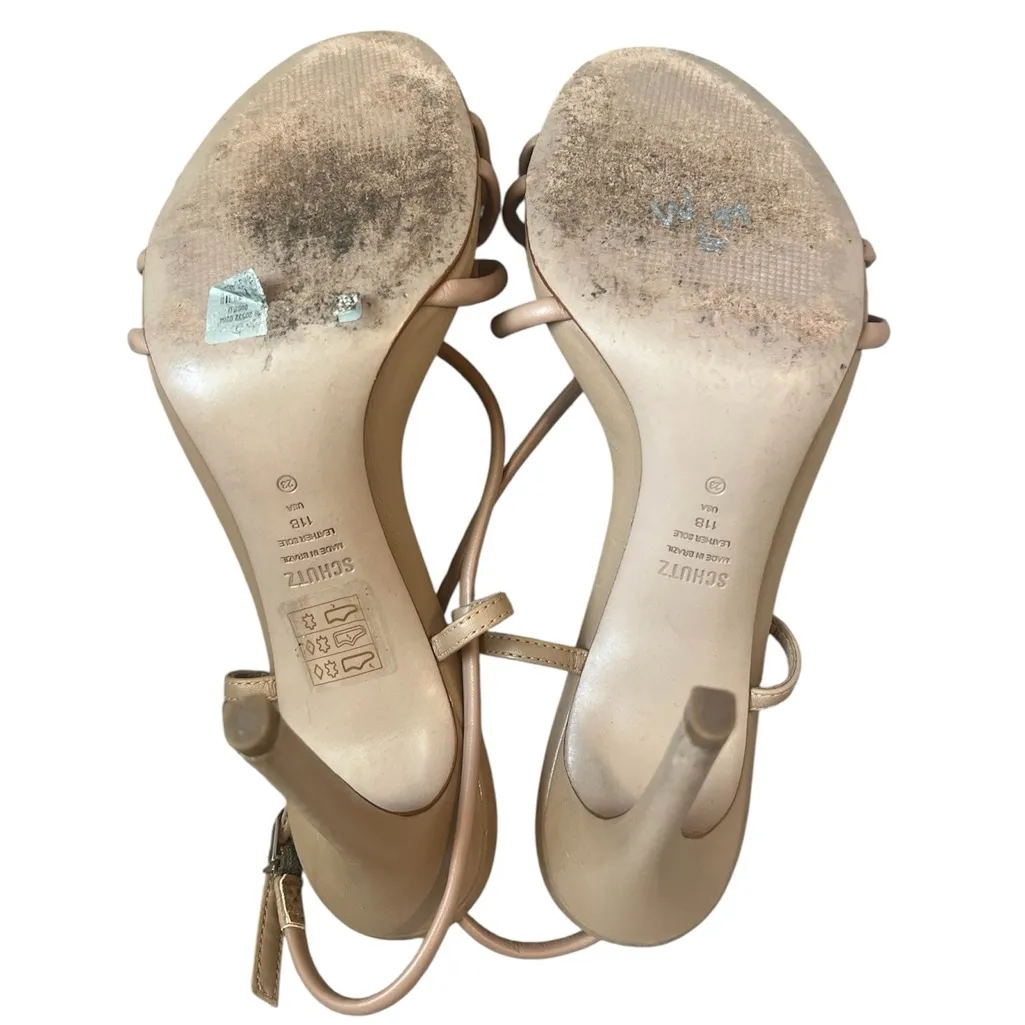 SCHUTZ Kelsie Leather Heel Nude - Image 7