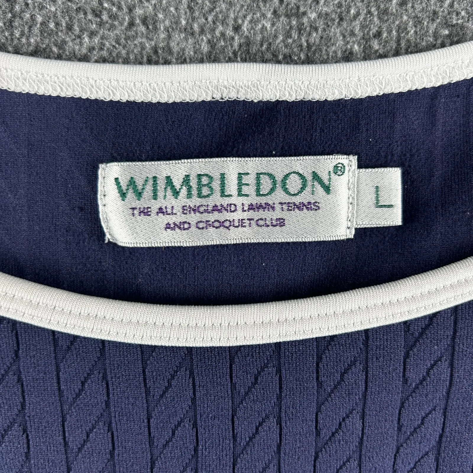 Vintage Wimbledon Official Women's Large Tennis Tank Top Navy White Preppy Sport Blue - Image 5