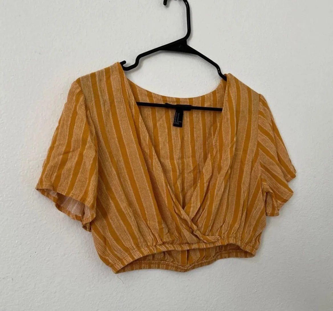 Golden Yellow Stripe Crop Blouse - Image 3