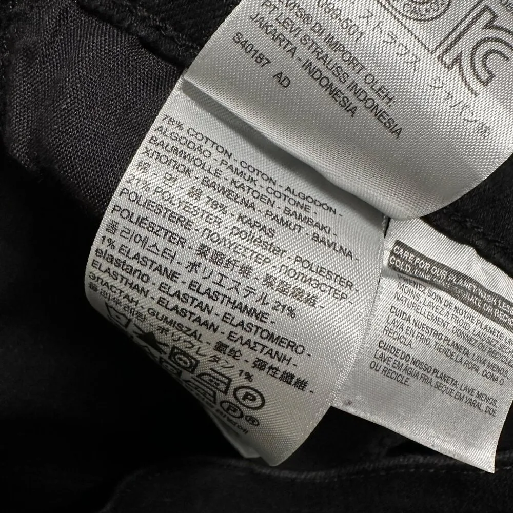 Levis 505 Womens 29 Straight Black Denim Jeans Flat Front 5 Pocket Design - Image 8