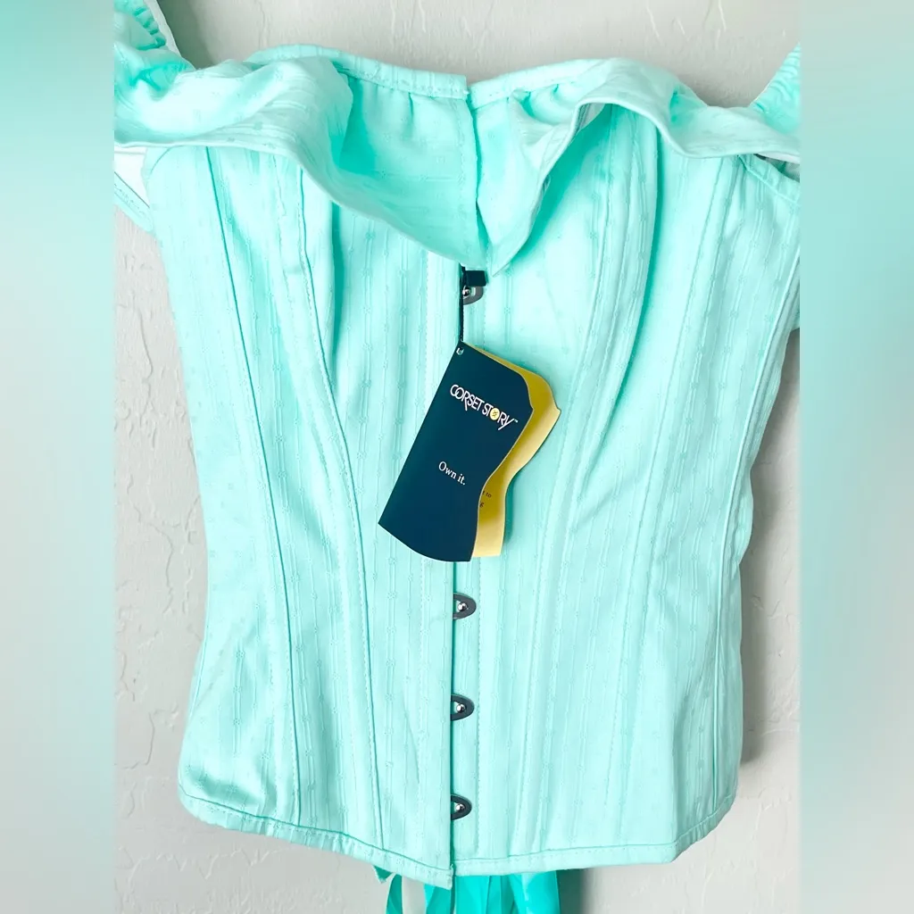 Corset Story Victorian off the shoulder corset mint NEW Fits 26 - Image 9