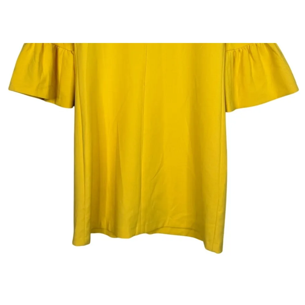 Zara 3/4 Bell Sleeves Stretchy Shift Mini Dress Back Zip Up Lagenlook S Yellow - Image 8