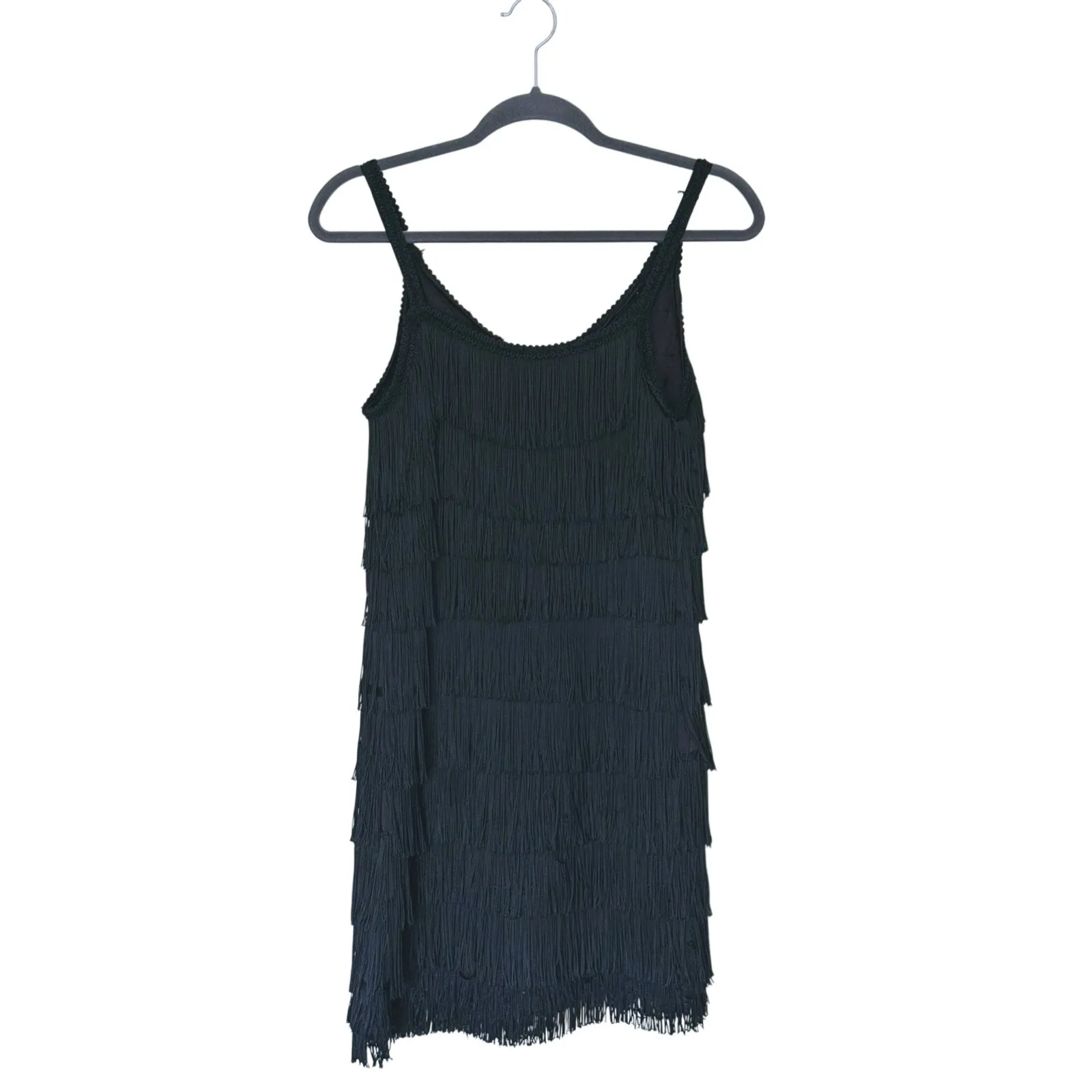 Vintage Vanity Fair 1920s Tassel Fringe Flapper Dress S Black Gatsby Costume - Image 2