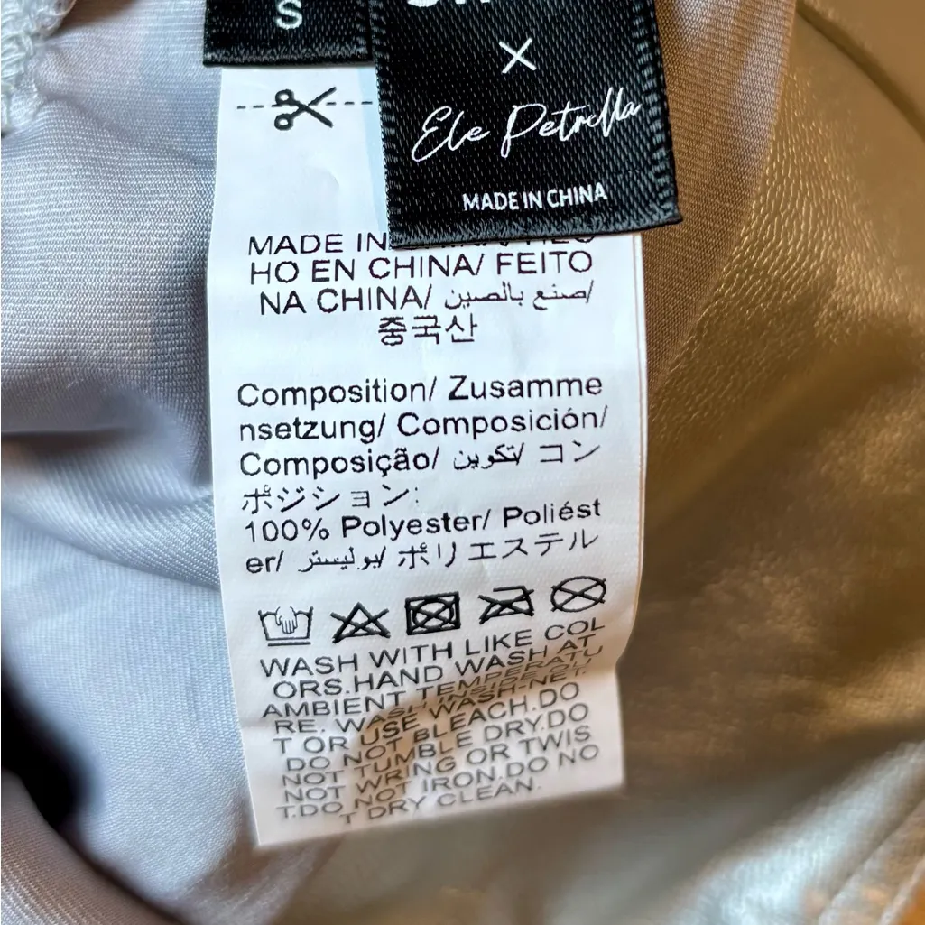 SHEIN Ele Petrella Faux Leather Silver Pleated Slit Buckle Micro Mini Skirt S - Image 7