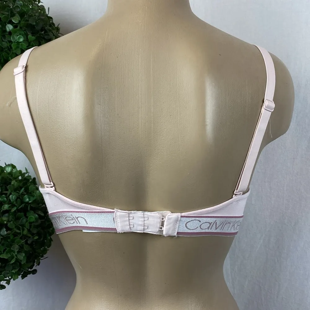 Calvin Klein Nude Logo Band Wire Free Padded Bralette Bra Top S - Image 3