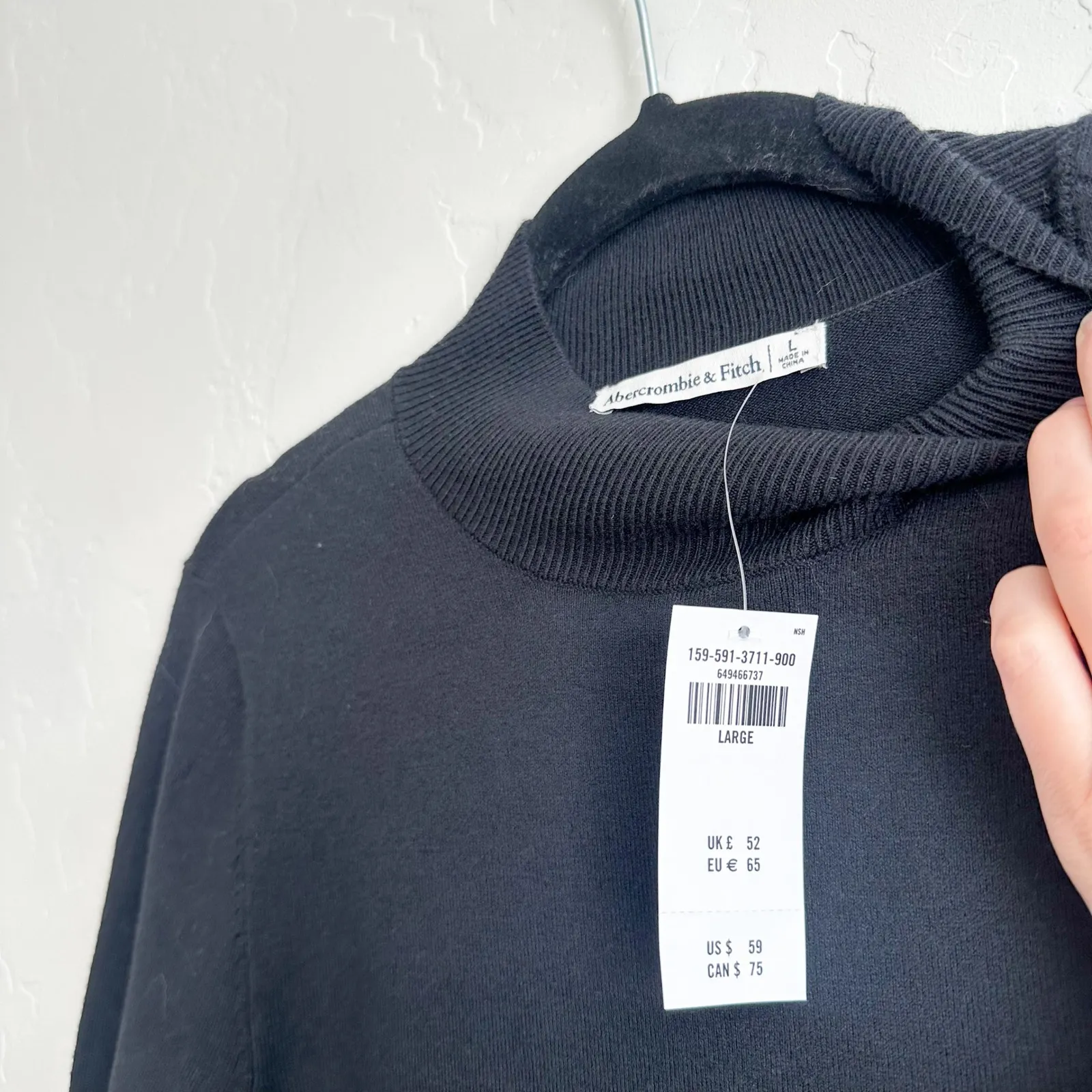 Abercrombie & Fitch | NWT Easy Mockneck Mini Knit Sweater Dress in Black Large - Image 5