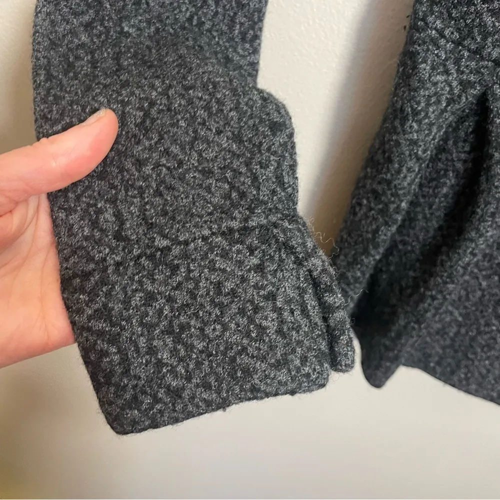 Damask Merino Wool Cardigan Blazer Jacket Black - Image 3