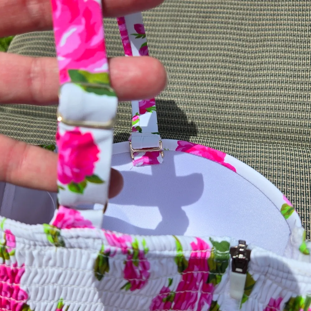 Betsey Johnson Love Always Pink Rose Corset High Waist Bikini Set NWT M - Image 10