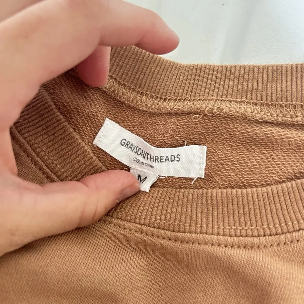 Grayson Threads Long Oversized Teddy Bear Sweatshirt Brown M Christmas Holiday - Image 5