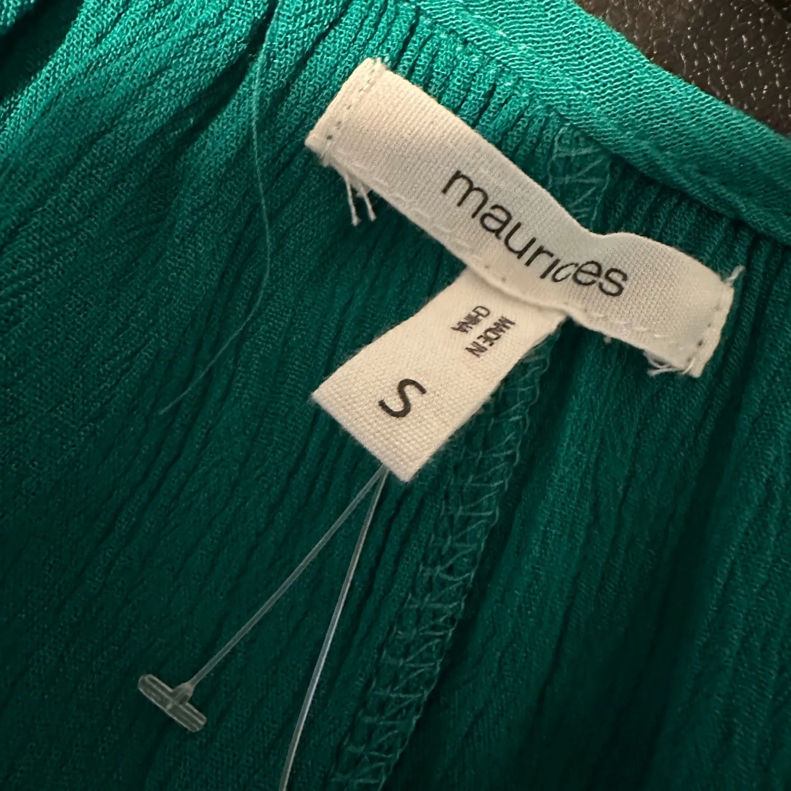 Maurices Square Neck Crochet Trim Bell Sleeve Blouse Top Blue Green Size Small - Image 9