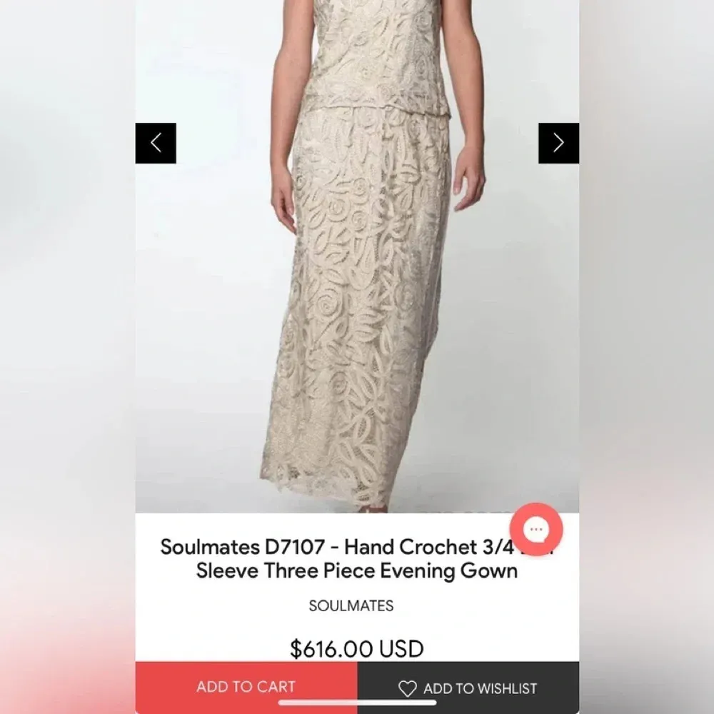 soulmates champagne Hand crafted silk ribbon beaded 3 Piece Evening Gown MOB MOG Tan Size M - Image 2