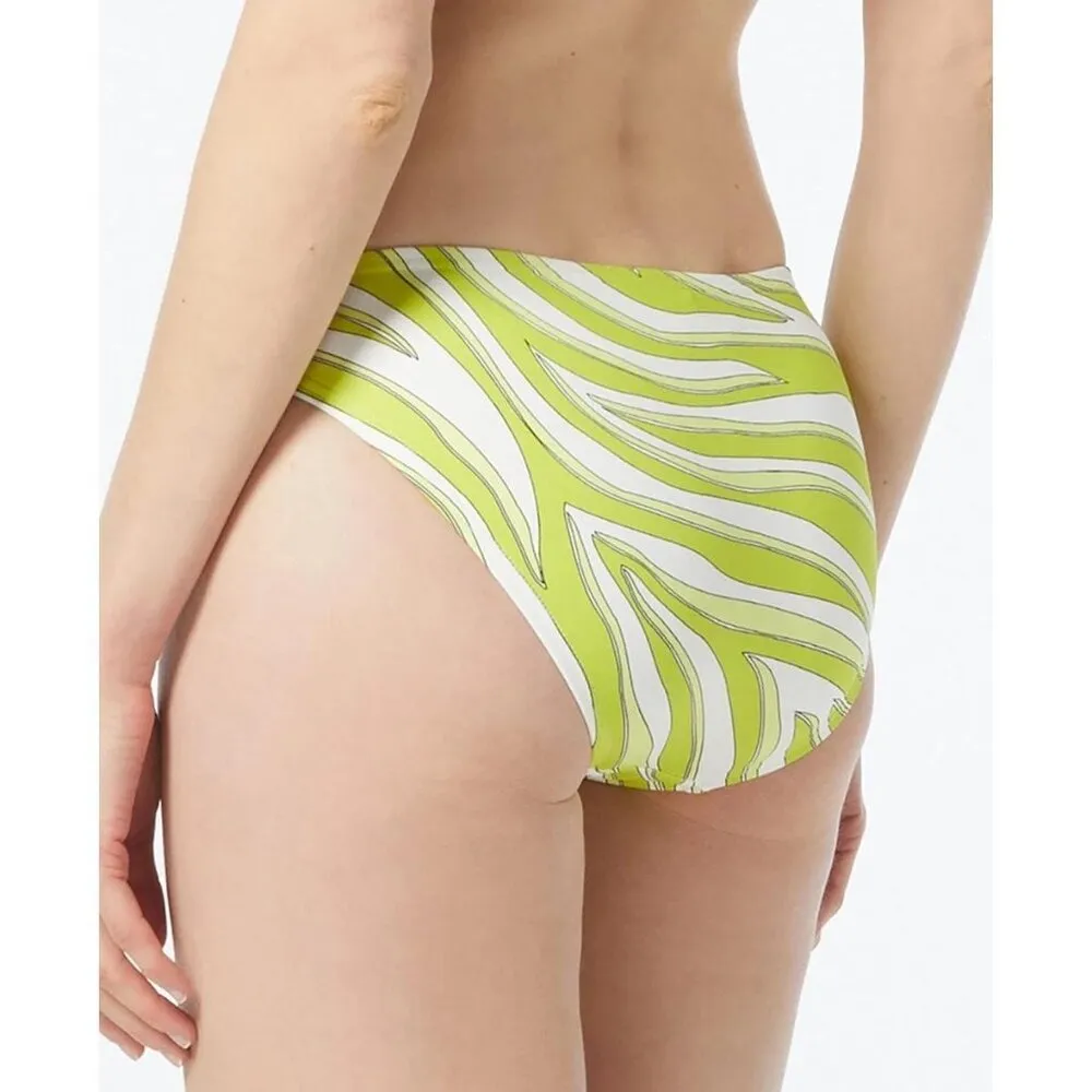 Michael Kors Bikini Bottom Ring Detail Striped Limeade Green L - Image 2