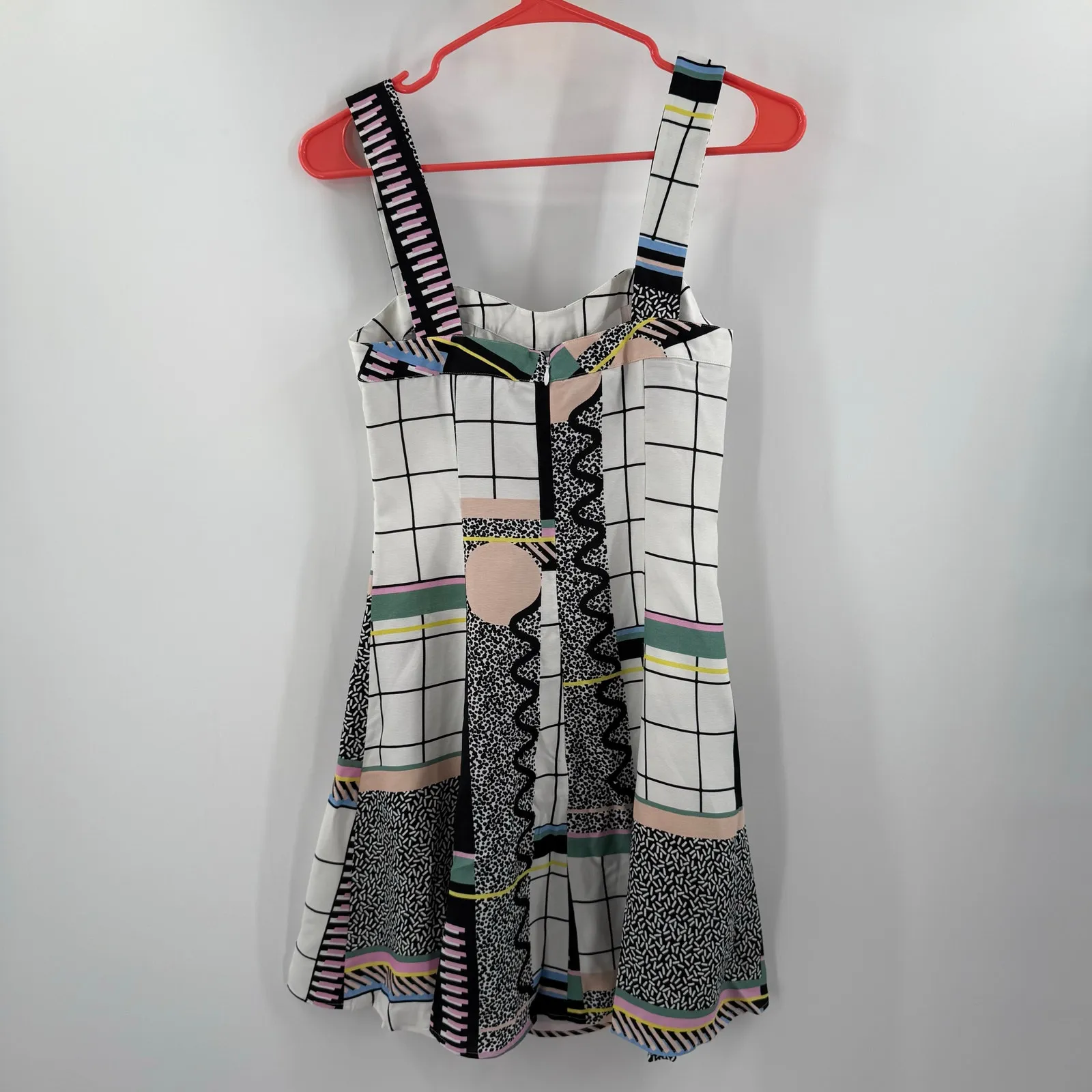 & Other Stories Dress Size 4 Mini Retro Print Graphic Grid Skater Balconette - Image 4