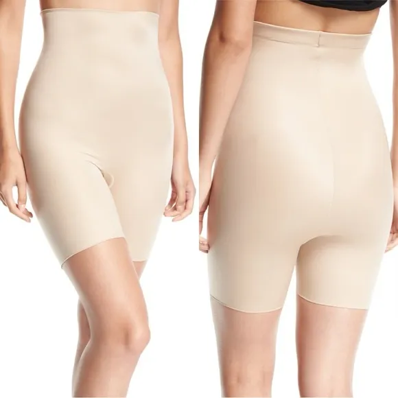 Spanx Womens Power Conceal-Her High-Waist Extended-Leg Shorts Mid Tights Tan M - Image 2