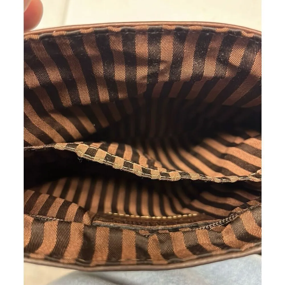 Jack Georges Voyager Crossbody Saddle Bag Purse Brown Genuine Embossed Leather - Image 11