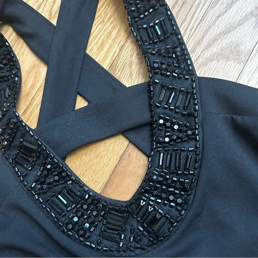 NWT Lane Bryant Black Jeweled Halter V-Neck Cross Back Tank/Blouse Size 22/24 - Image 4