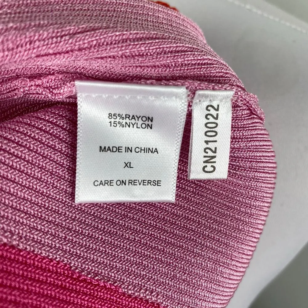 Gabrielle Union Vibrant Colorblock Long Sleeve Ribbed Knit Midi Bodycon Dress XL Red - Image 8