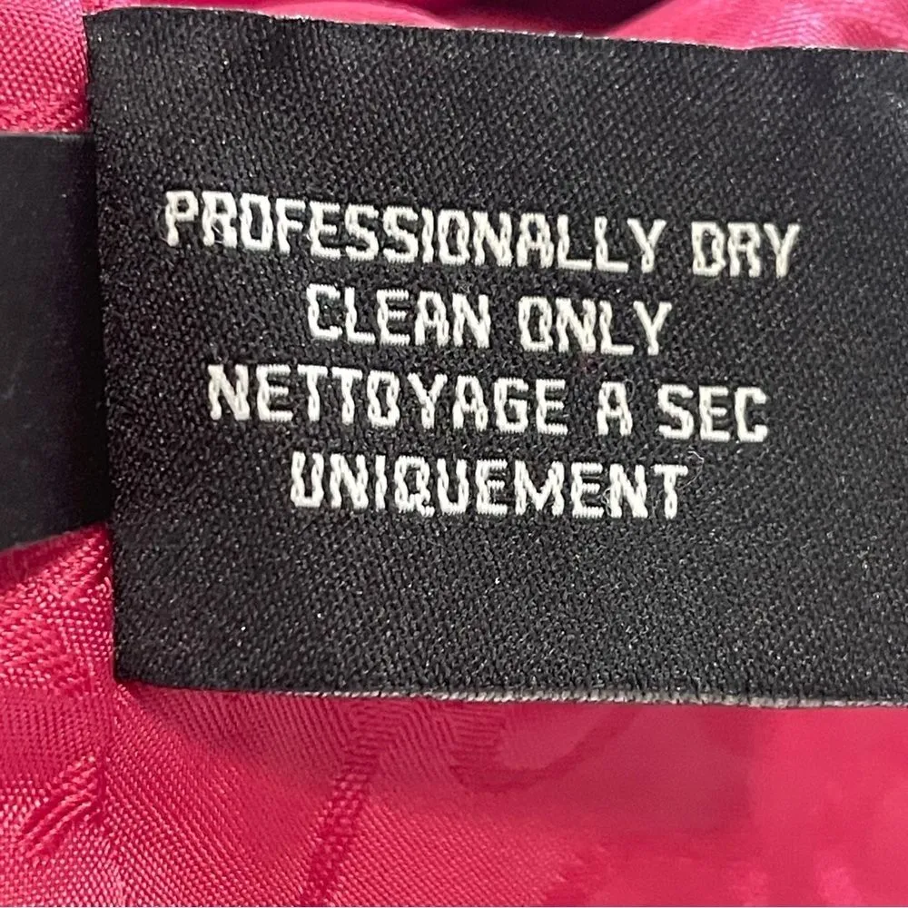 Guess Medium Magenta Pea Coat Wool Blend Cute Accents High Collar Mid Length - Image 12