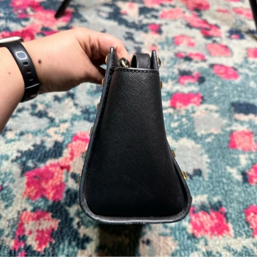 MICHAEL Michael Kors Selma Medium Studded Saffiano Leather Messenger Black - Image 6