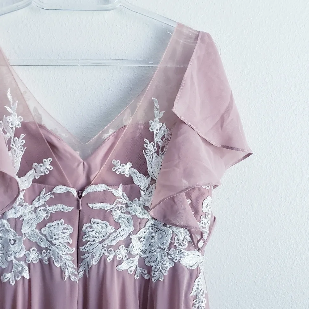 JJ'S House Bridesmaid Blush Lace Dress - Image 9