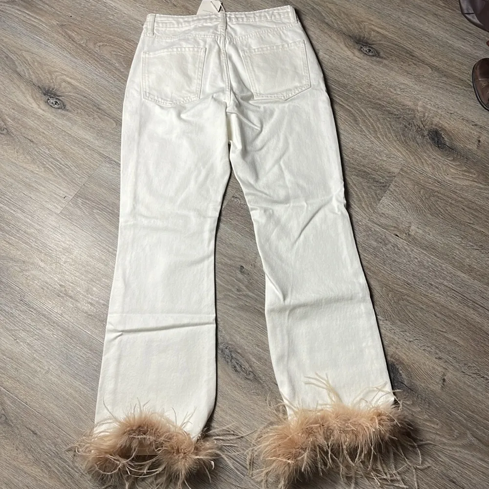 Giani Bini x Nastia Liukin Chic White Feather-Trimmed Jeans - Image 13
