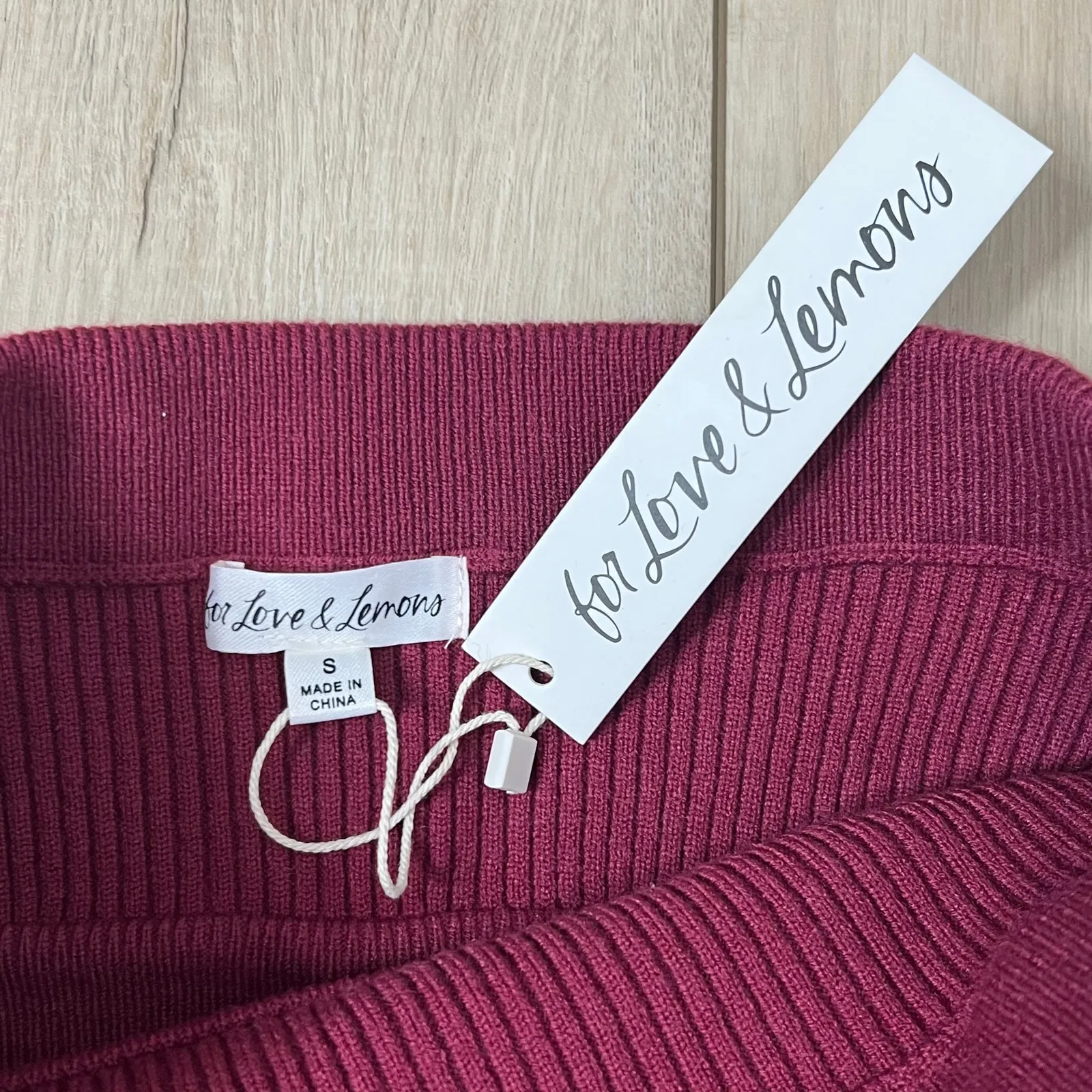 For Love And Lemons Maggie Ribbed Skirt Cutout Maroon Size Small - Image 7