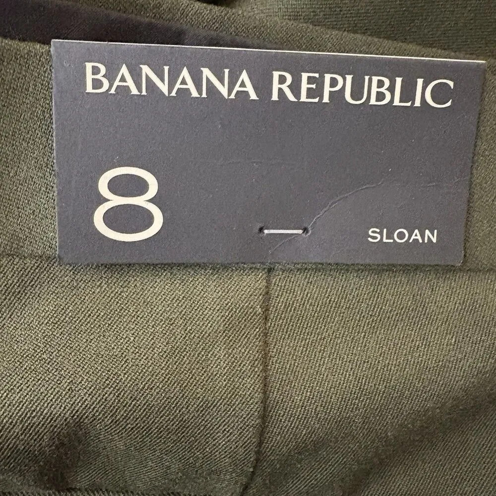 Banana Republic Sloan Side Stripe Skinny Fit Ankle Pants Olive Green Size 8 New - Image 3