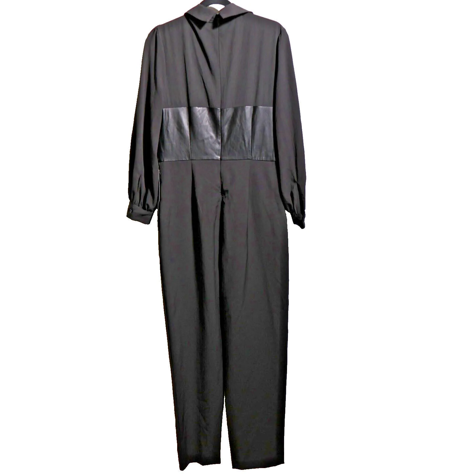 GABRIELLE UNION Black Jumpsuit Womens L Collared Long Sleeve‎ Faux Leather NWT Size L - Image 2