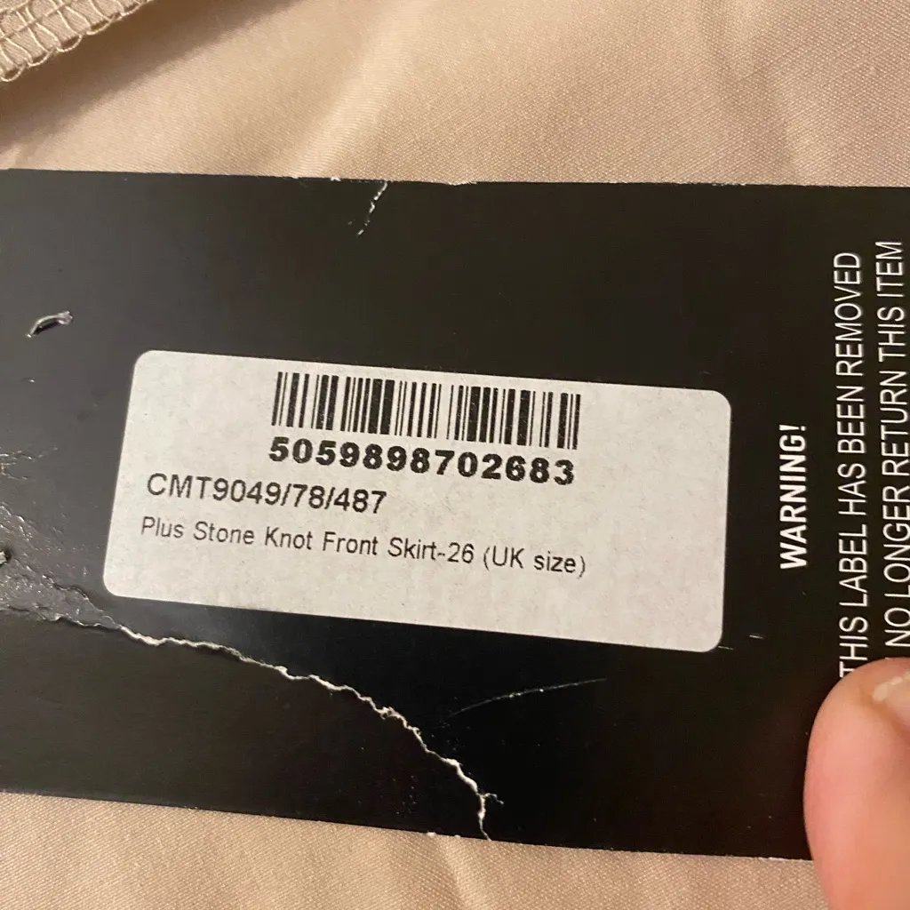 New NWT Pretty‎ Little Thing Stone Knot Front Skirt Tan Unlined Size 22 - Image 4