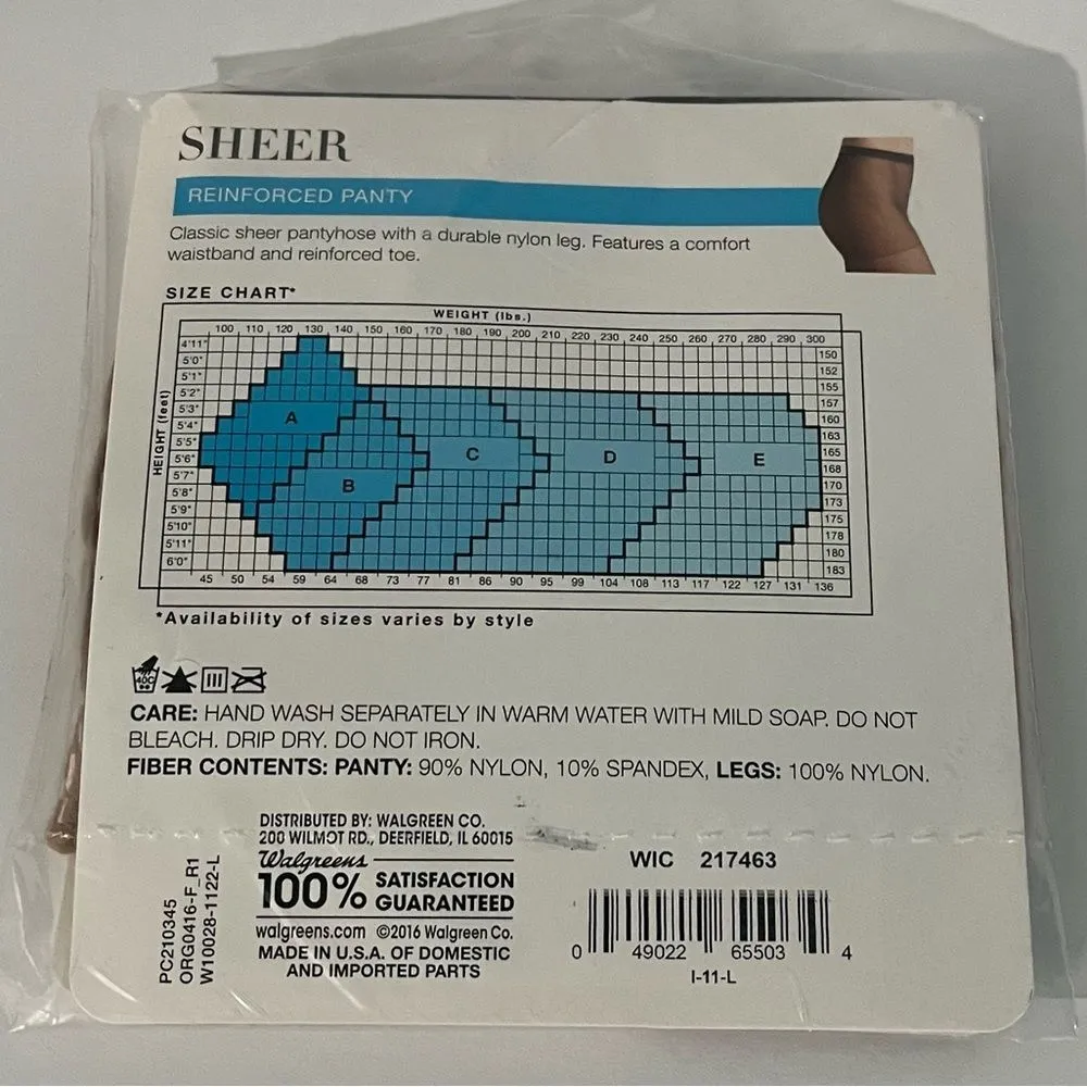 West Loop Sheer Pantyhose 1 Pair Reinforced Toe Classic Nylon Size A Nude - Image 2