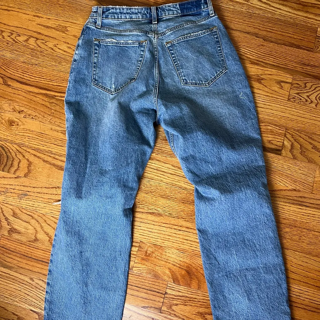 Abercrombie & Fitch Dad High Rise Distressed Blue Jeans Curve Love - Image 8