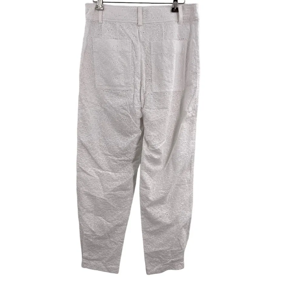 Derek Lam 10 Crosby Pant White Eyelet Lace Mila Cargo Feminine Boho Size 6 New - Image 4