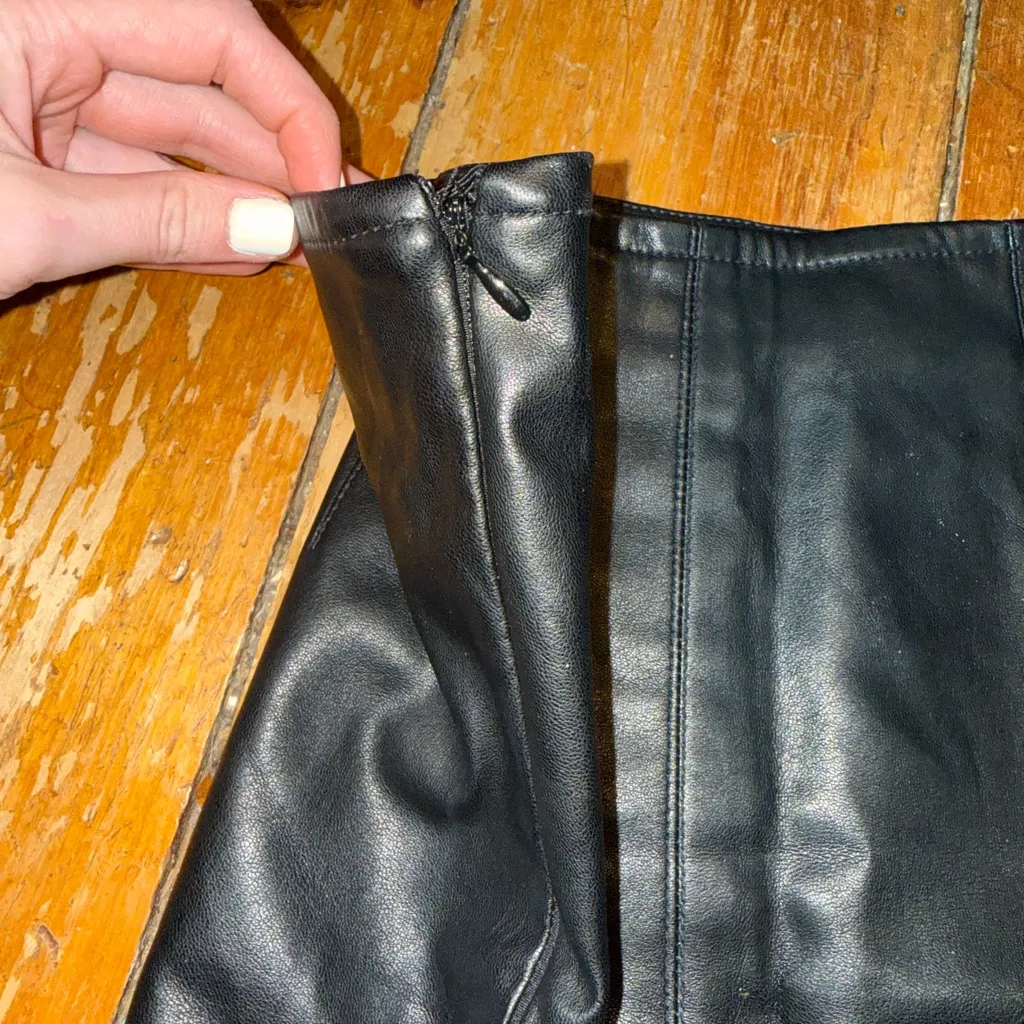 H&M black leather mini skirt - Image 2