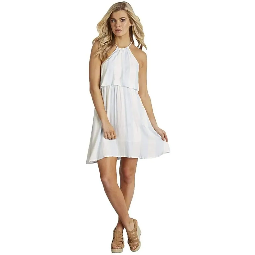 Lauren James Nassau Stripe Dress Size XL Blue and White Halter Sleeveless New - Image 7