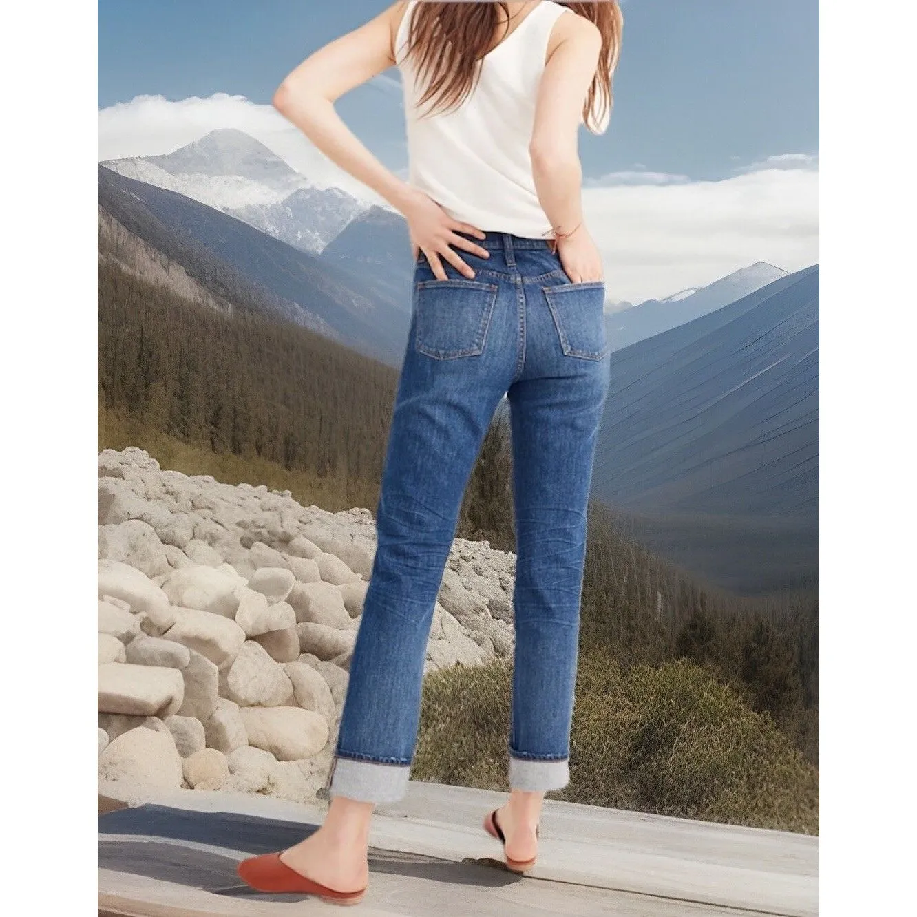 $148‎ NWOT Chic Western Madewell The High-Rise Boyjean Preppy Painted Size 27 - Image 3