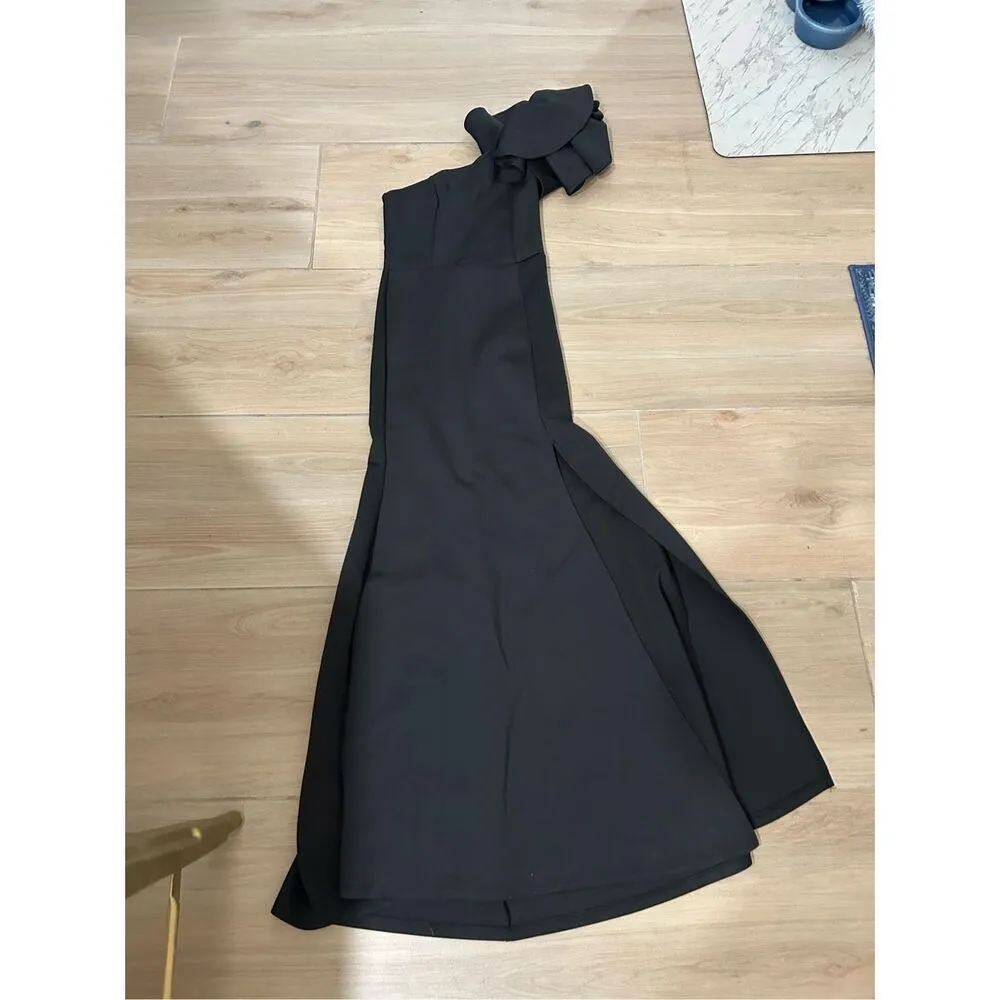 NEW Black Off Shoulder High Split Long Formal Party Dress Evening Gown SMALL Black - Image 3