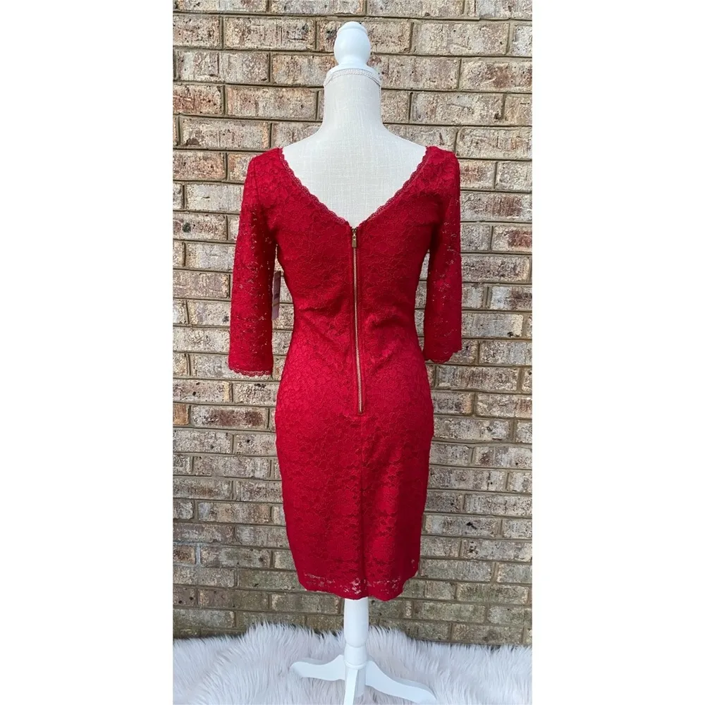 NWT Laundry by Shelli Segal Red Lace Cocktail Dress - Image 4