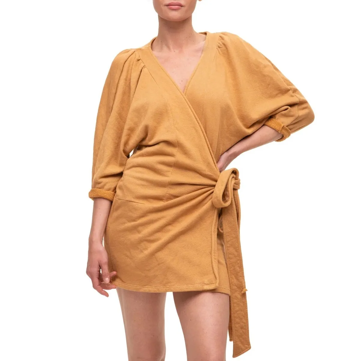 n:Philanthropy Mini Wrap Sweater Dress Camel 3/4 Sleeve Size XS New With Tags - Image 15