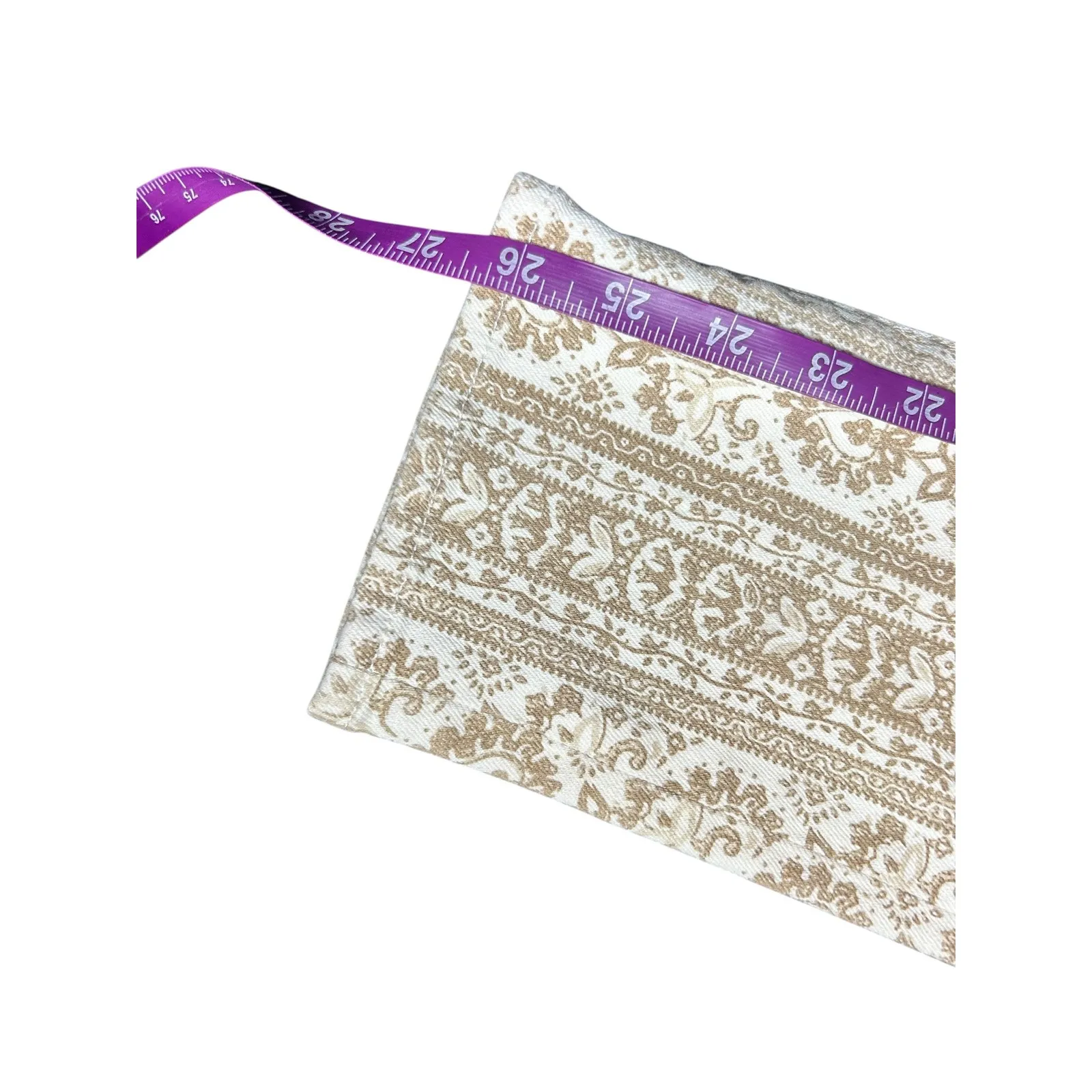 Nili Lotan Khaki Wallpaper Jeans Size 28 Mid Rise Printed Slim Fit Denim Pants White - Image 6